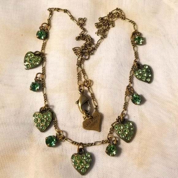 Glass Works Studio Jewelry - Pretty Dainty GWS Crystal Heart Charm Necklace